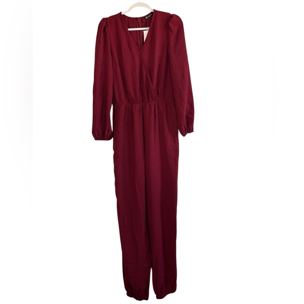 Burgundy Jumpsuit V-Neck Size Small